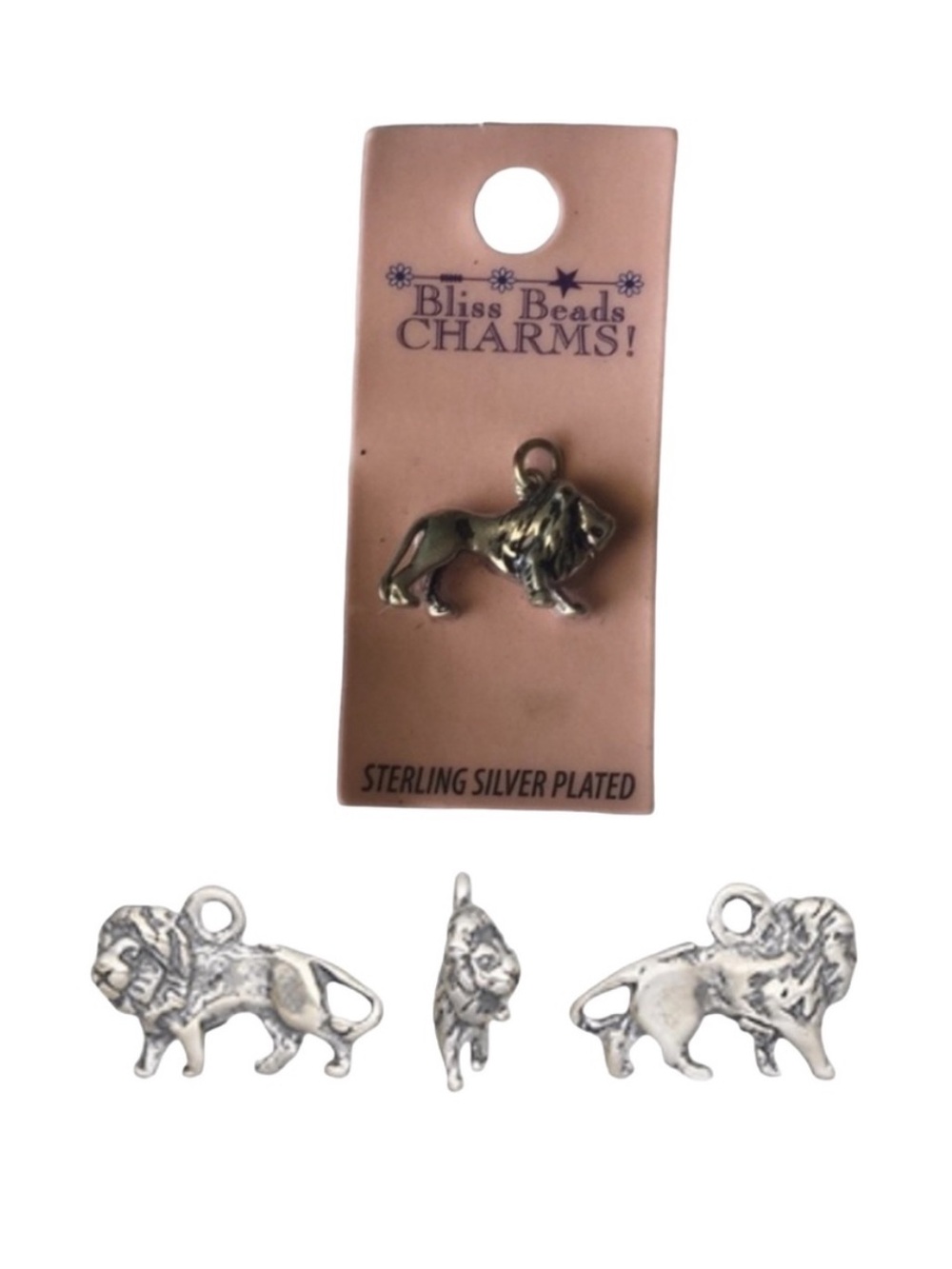 Bliss Beads Sterling Silver Plated Lion Charm